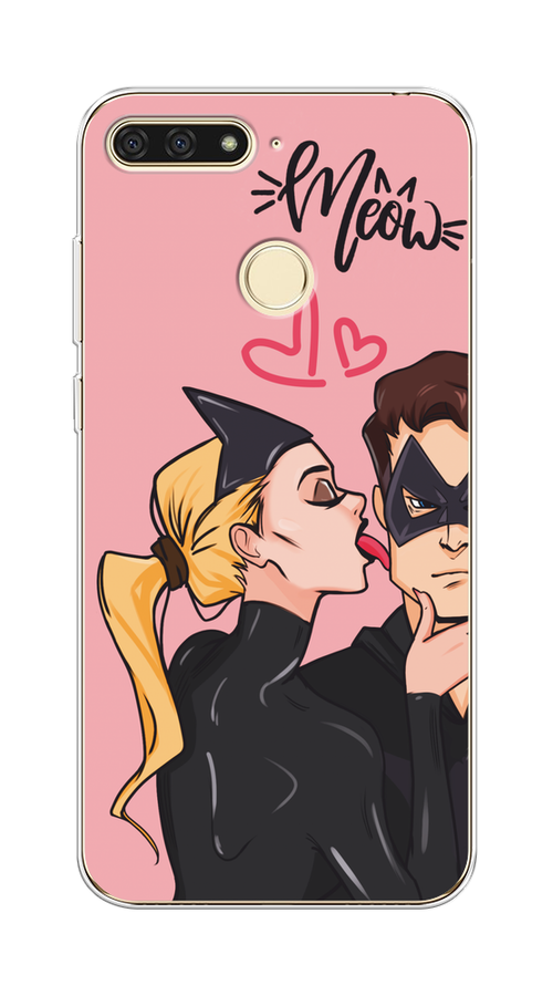 

Чехол Awog на Honor 7C/7A Pro, Huawei Y6 Prime 2018 "Kiss of Cat Woman", Розовый;черный;бежевый, 65750-1