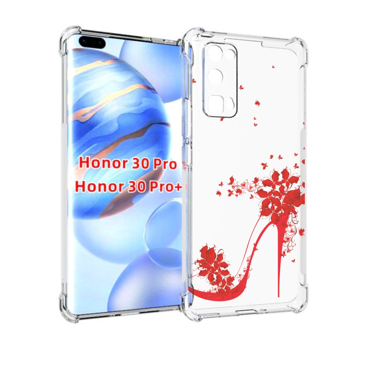 

Чехол бампер MyPads каблук-в-цветах для Honor 30 Pro Honor, Прозрачный, Tocco