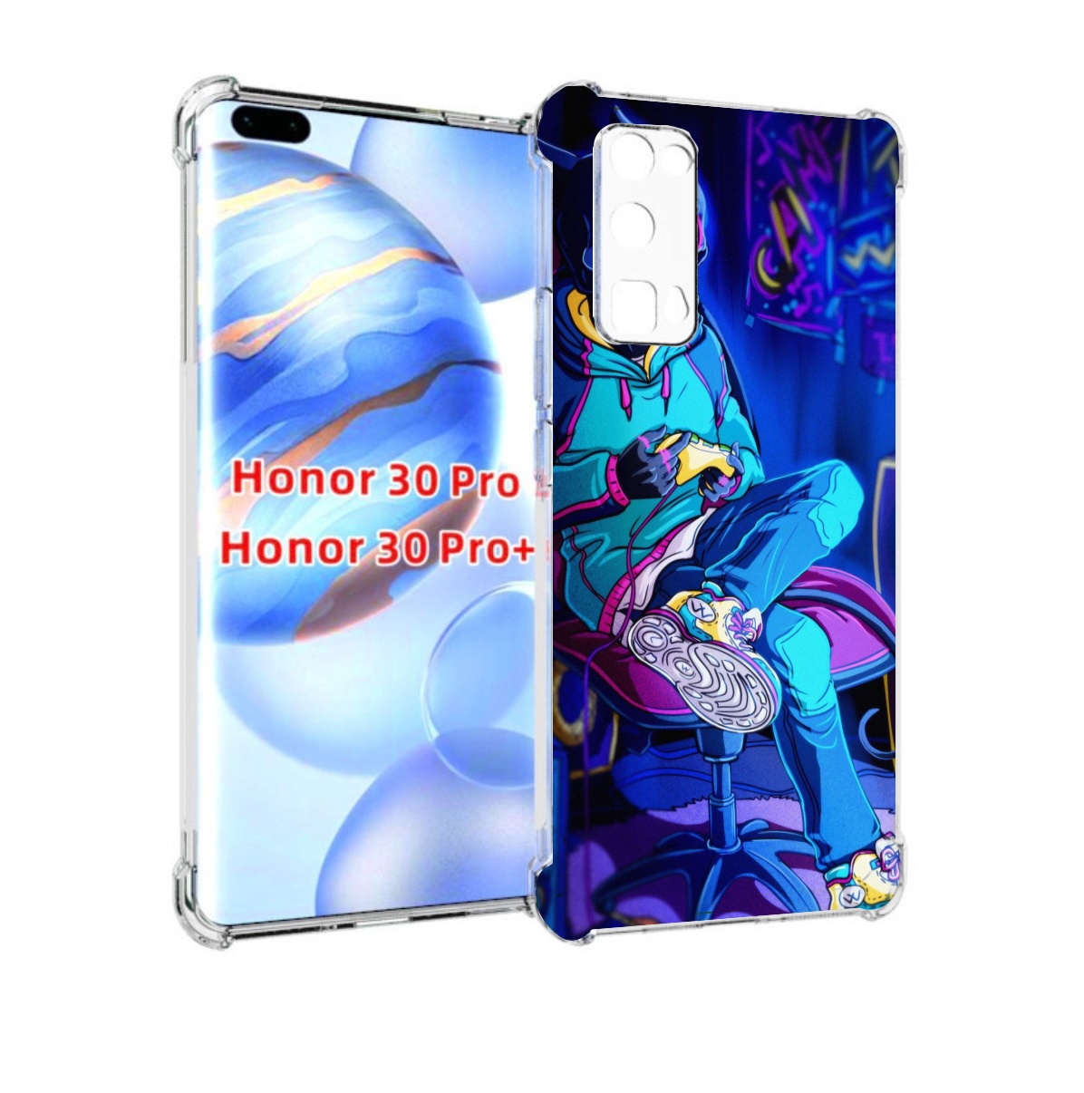 

Чехол бампер MyPads киберпанк игрок для Honor 30 Pro Honor, Прозрачный, Tocco