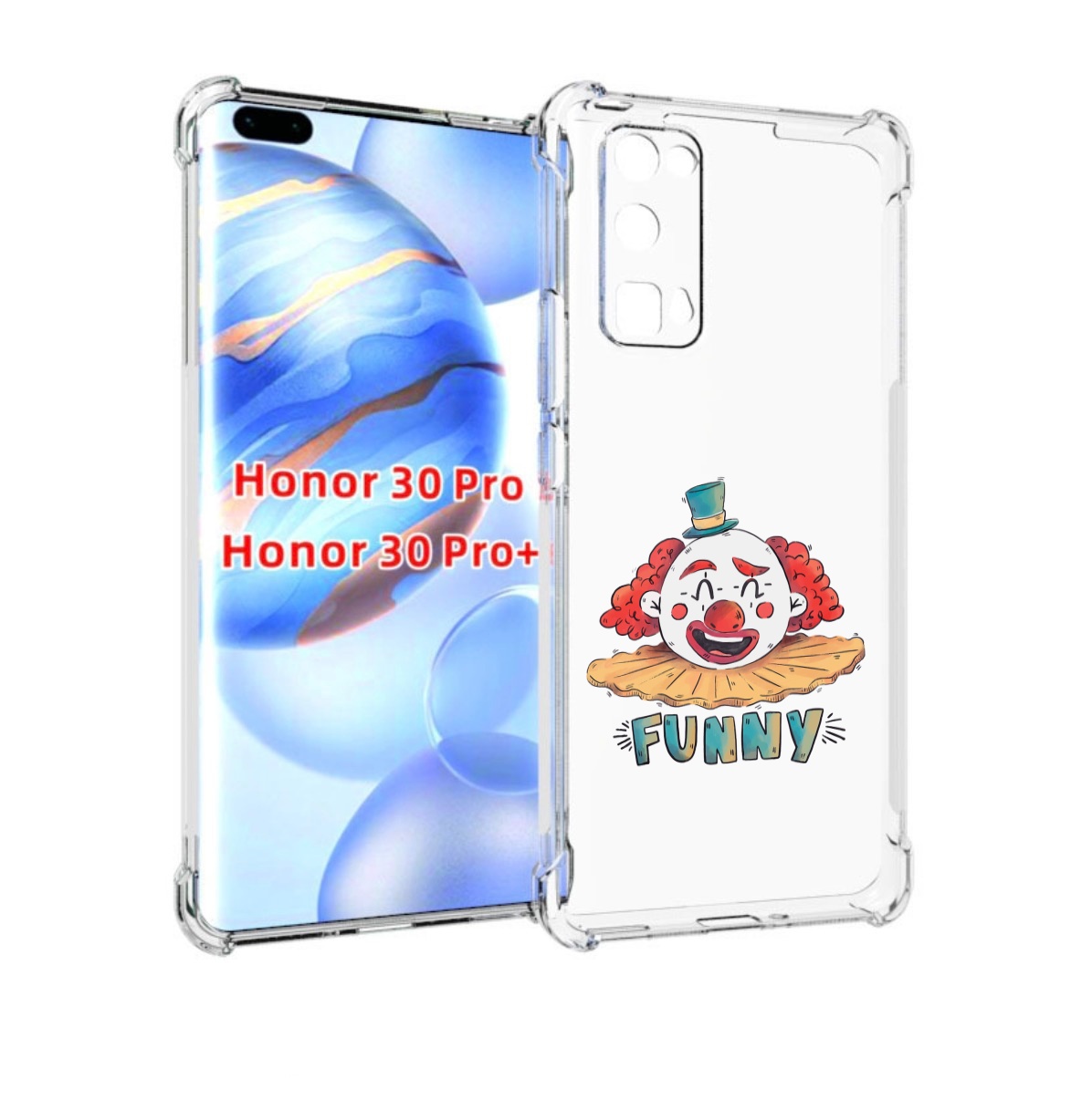 

Чехол бампер MyPads клоун-смешной для Honor 30 Pro, Прозрачный, Tocco