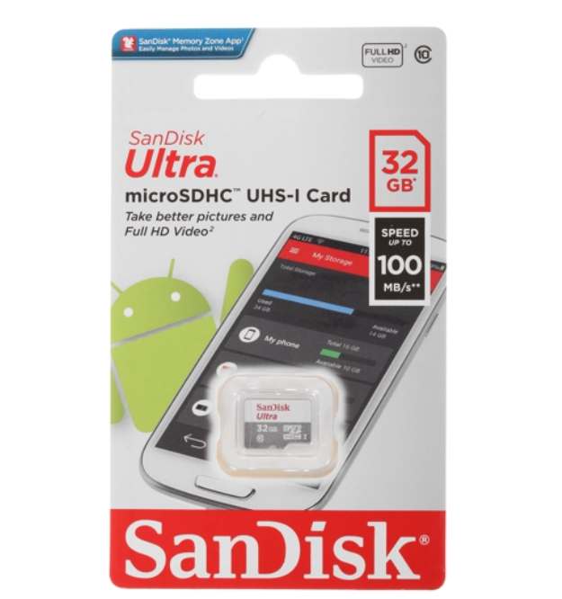 Карта памяти SanDisk Micro SDHC 32Гб Ultra (SDSQUNR-032G-GN3MA)