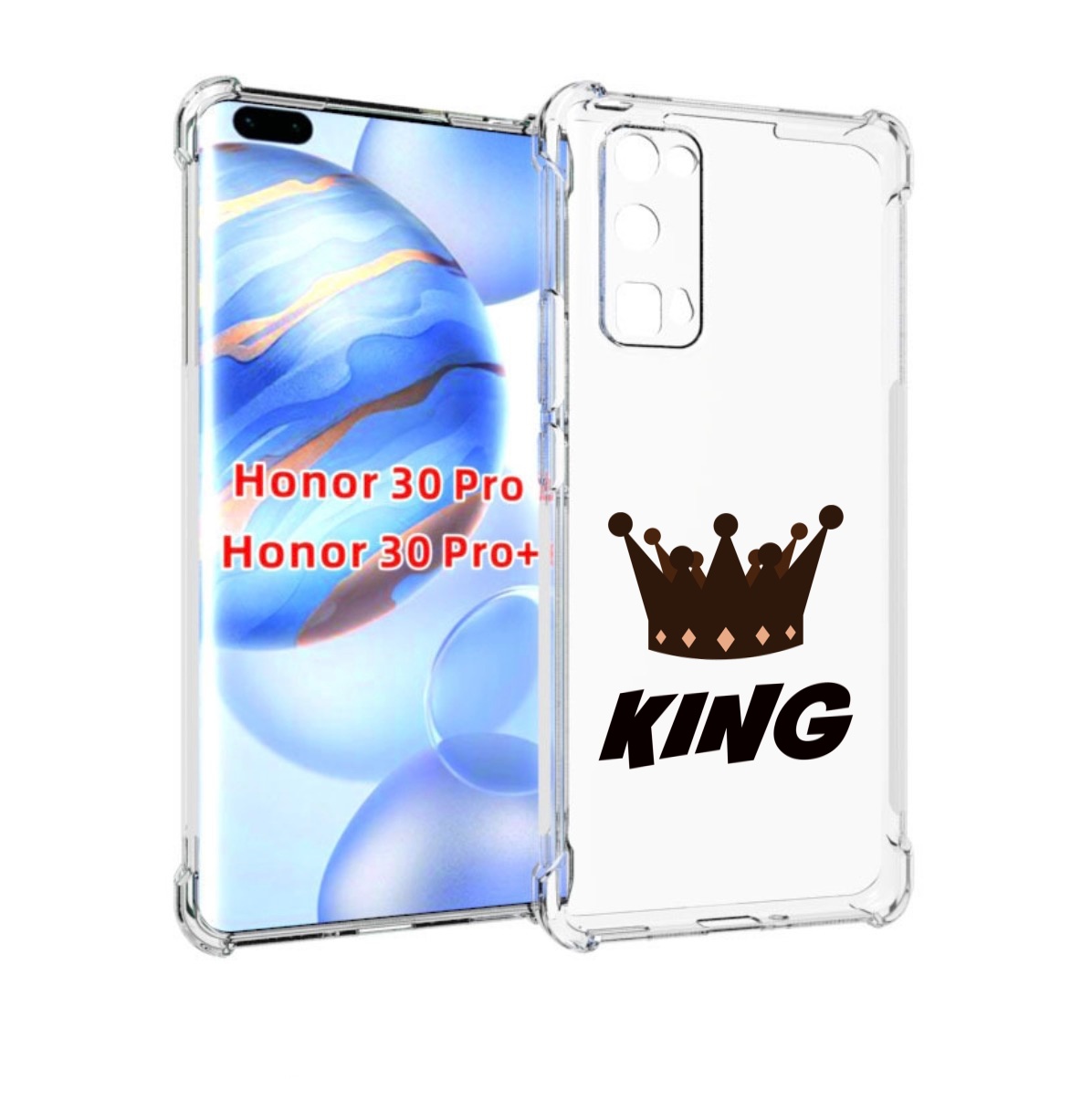 

Чехол бампер MyPads корона-короля-черный для Honor 30 Pro, Прозрачный, Tocco