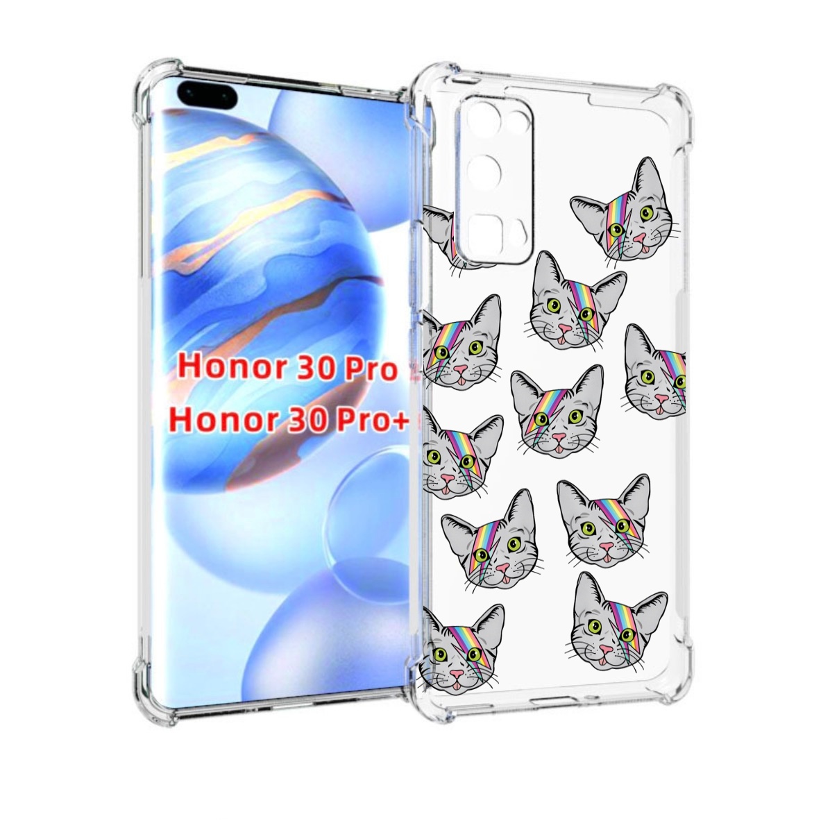 

Чехол бампер MyPads кот-с-молнией-на-лбу для Honor 30 Pro, Прозрачный, Tocco