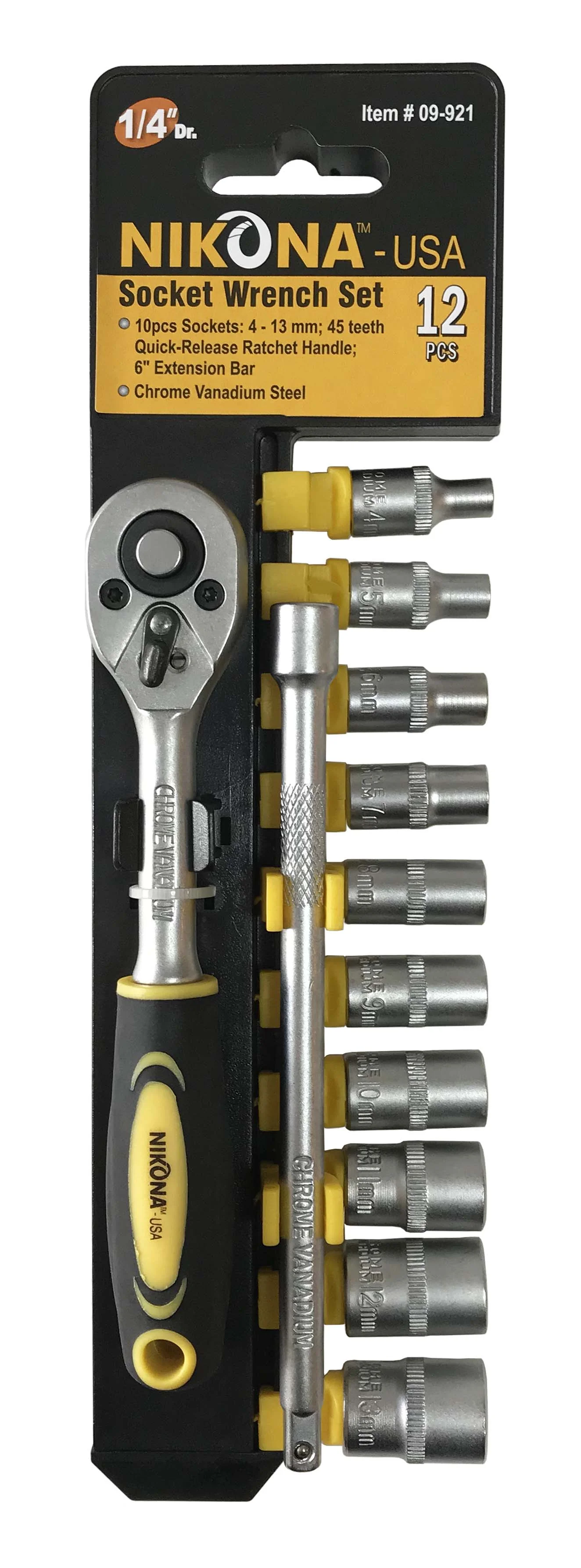 Набор торцевых головок с трещоткой NIKONA 09-921 кв.1/4\