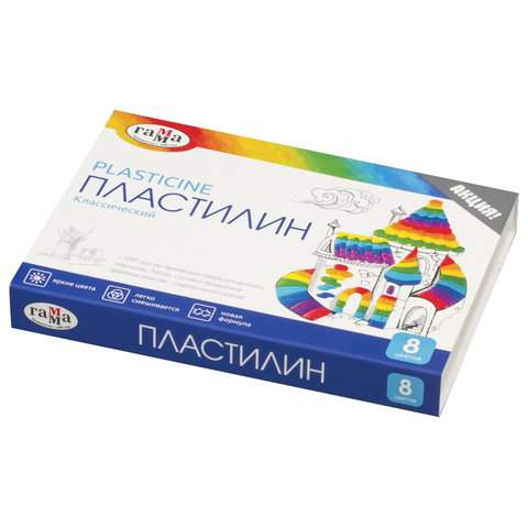 

Пластилин классический Гамма арт. 104925, 8 цв. х 5 уп.