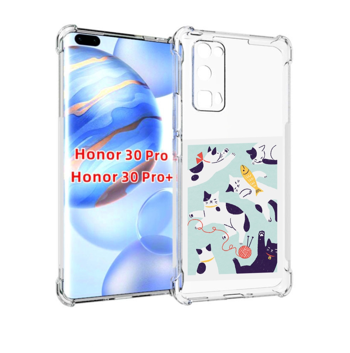 

Чехол бампер MyPads коты-с-клубками для Honor 30 Pro Honor, Прозрачный, Tocco