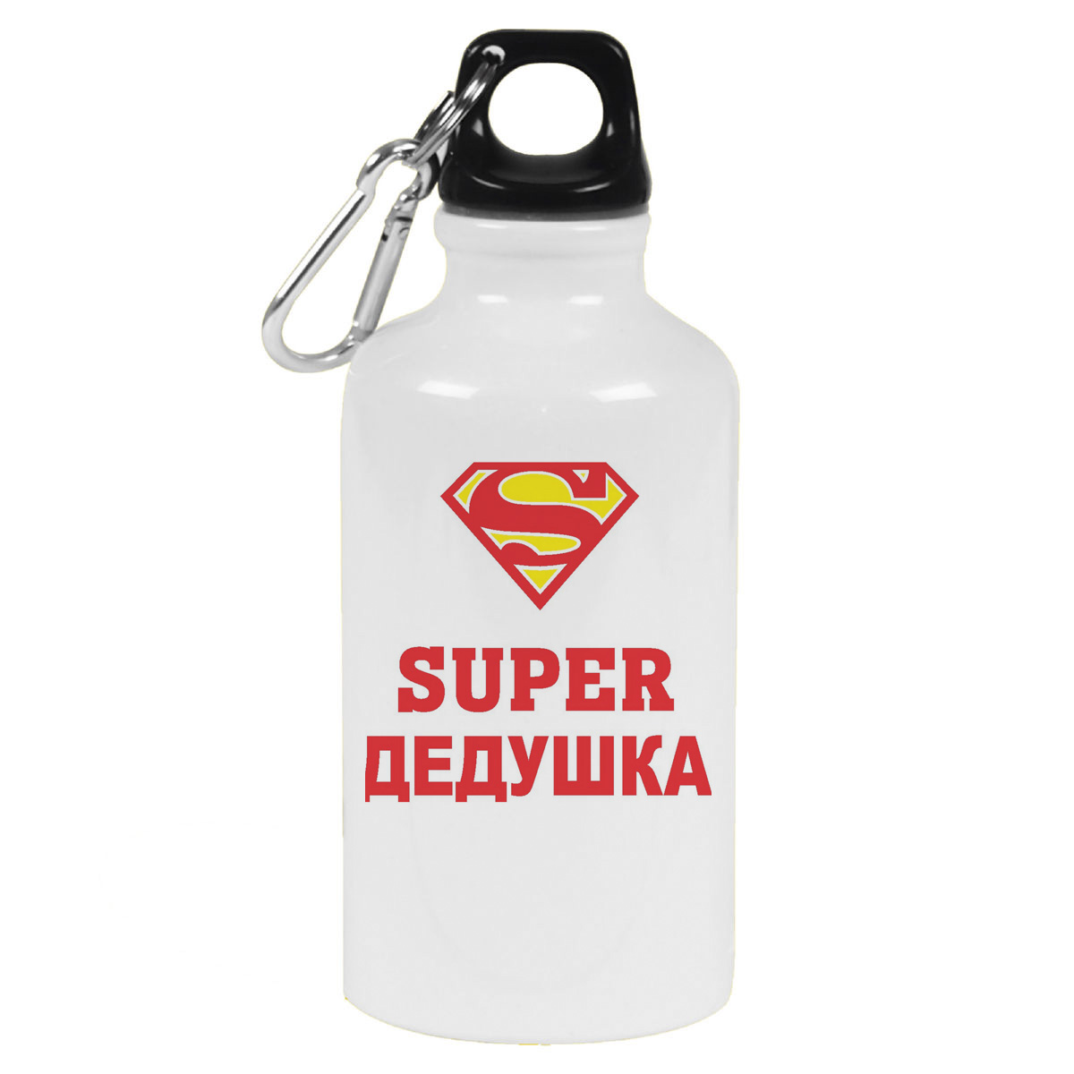 

Бутылка спортивная CoolPodarok Супер дедушка, Белый