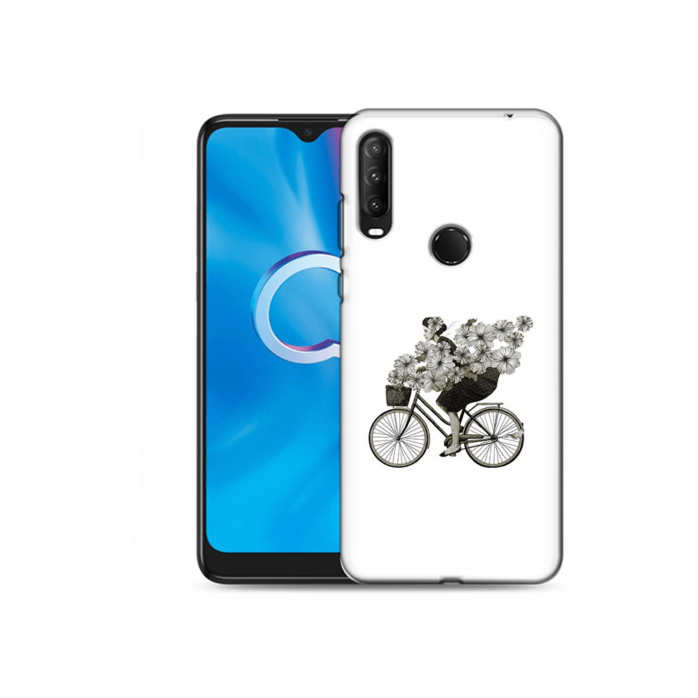 Чехол MyPads Tocco для Alcatel 1S (2020) 5028Y девушка на велосипеде с цветами