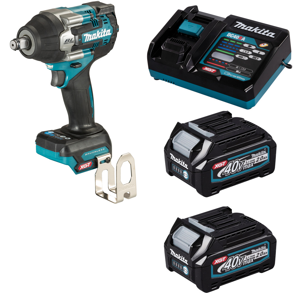 фото Гайковерт аккумуляторный makita 40в 750нм - 1/2" li-ion 2x2ач, з/у tw007ga201