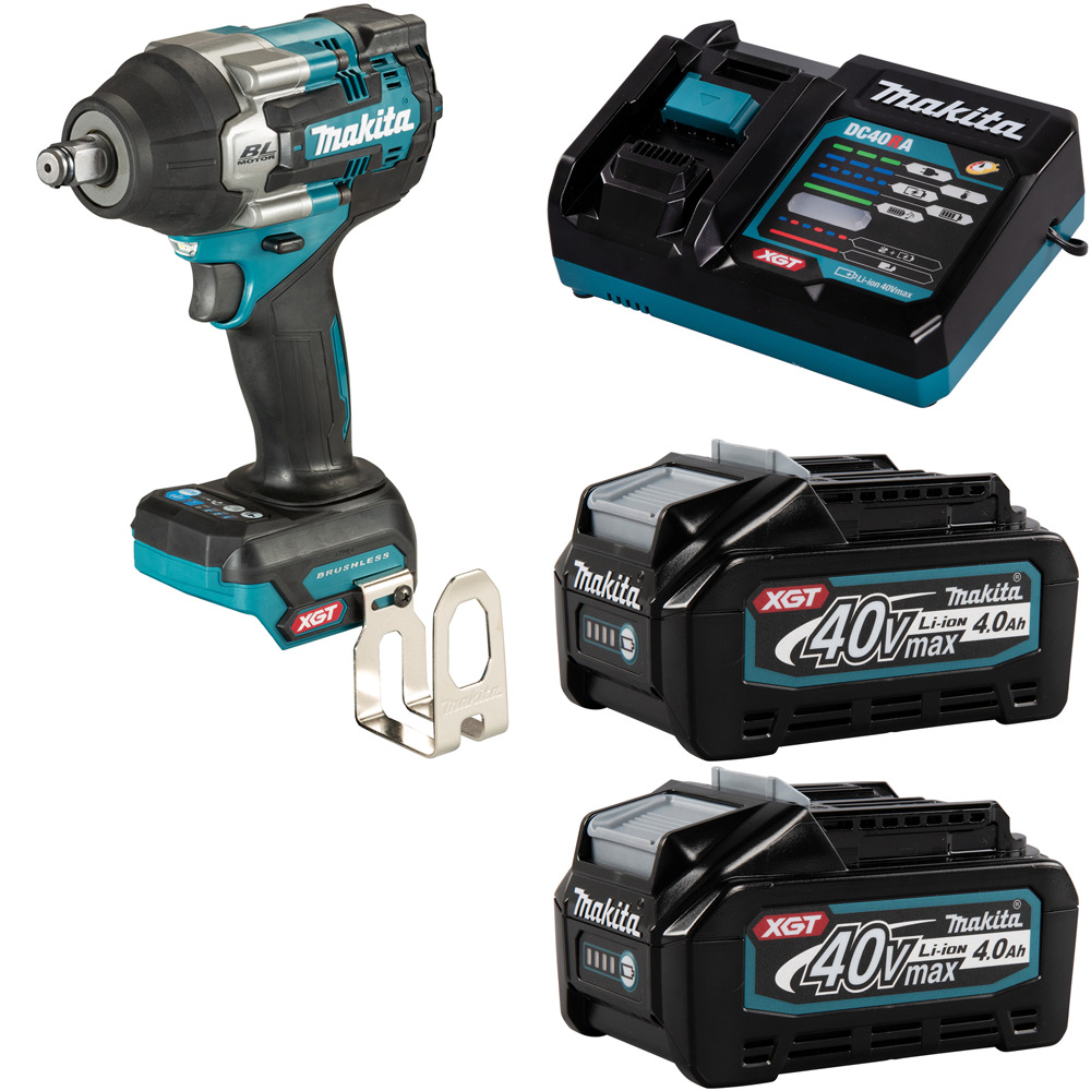 фото Гайковерт аккумуляторный makita 40в 750нм - 1/2" li-ion 2x4ач, з/у tw007gm201