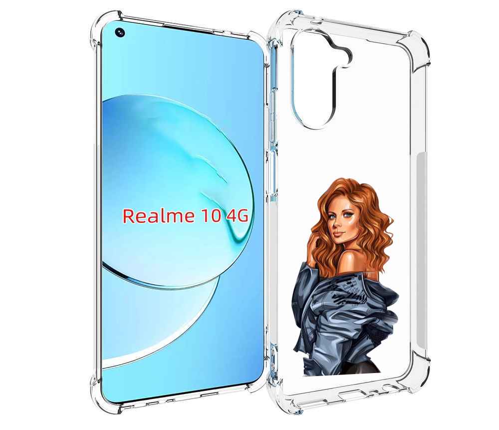 

Чехол MyPads Рыжая-девушка женский для Realme 10, Прозрачный, Tocco