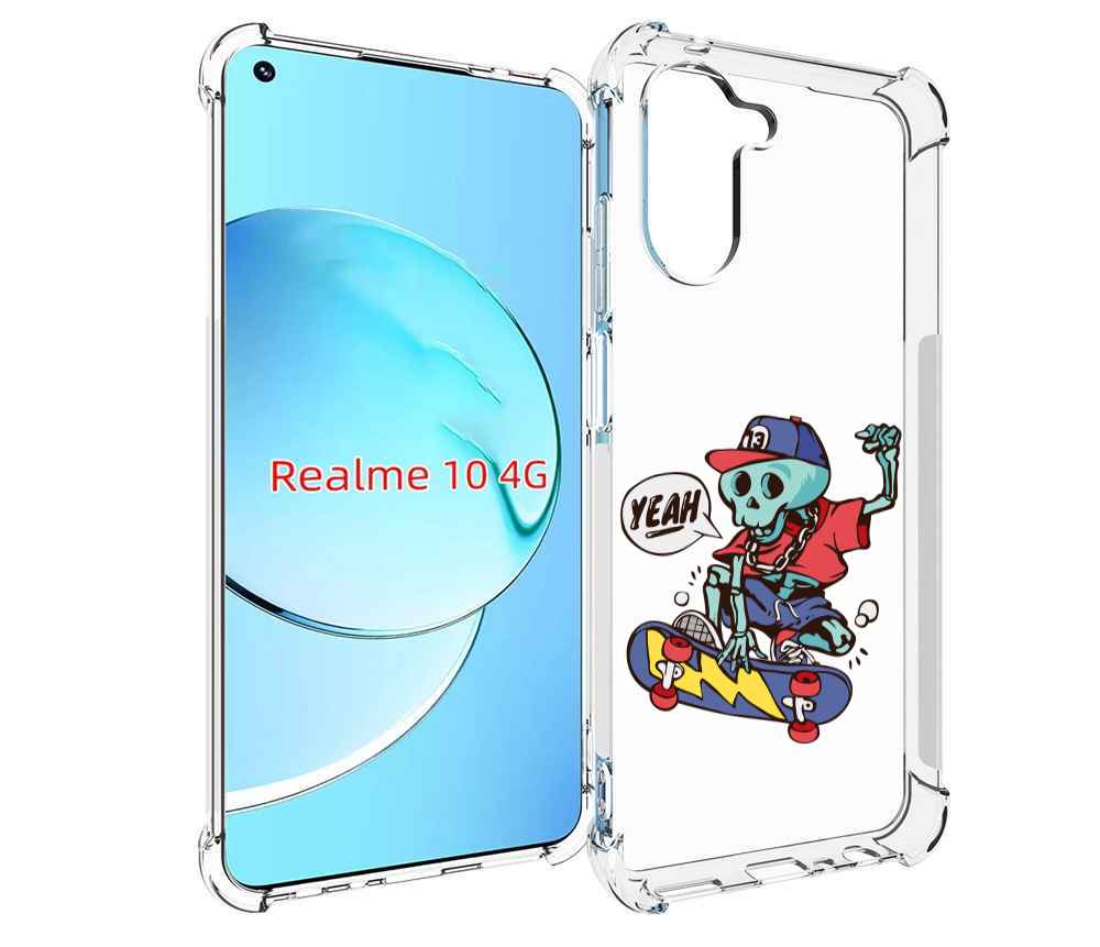 

Чехол MyPads Скелет-на-скейте для Realme 10, Прозрачный, Tocco