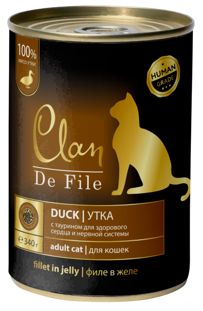 

Clan De File Утка в желе с таурином и инулином для взрослых кошек , 340 гр