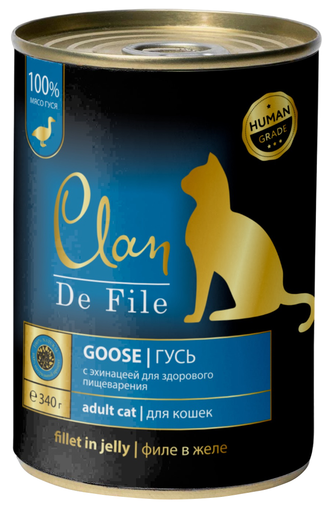 

Clan De File Гусь в желе с таурином и эхинацеей для взрослых кошек , 340 гр