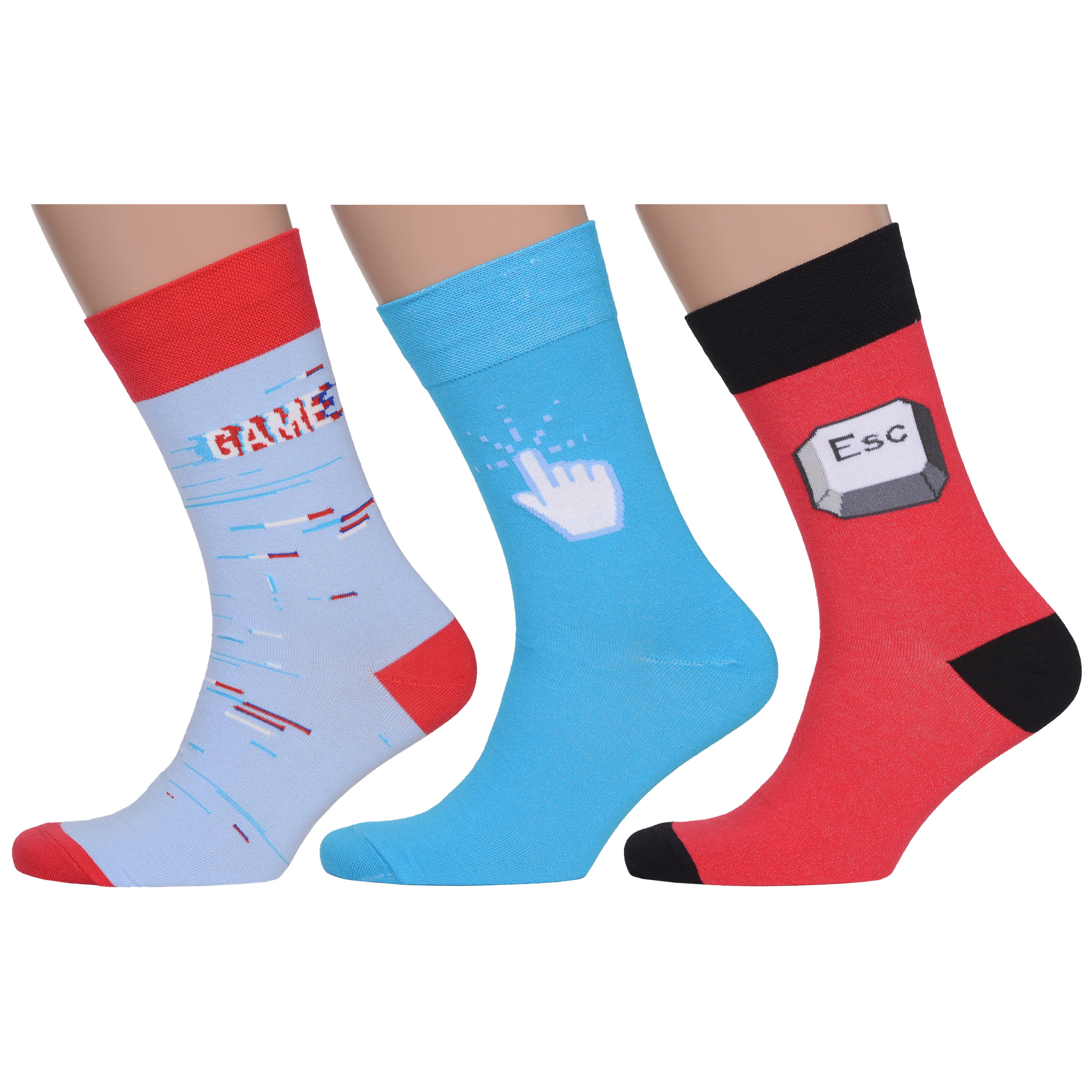 

Комплект носков мужских MoscowSocksClub msk3-М26 разноцветных 25, Голубой;красный, msk3-М26