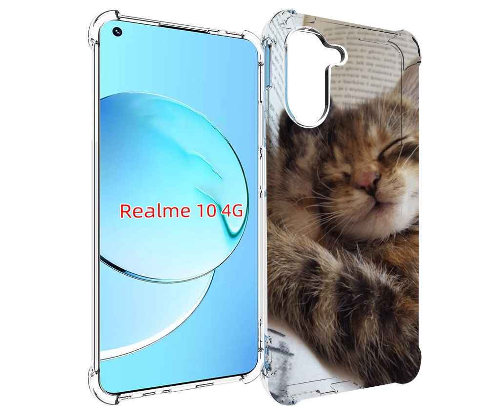

Чехол MyPads Спящий-котенок для Realme 10, Прозрачный, Tocco