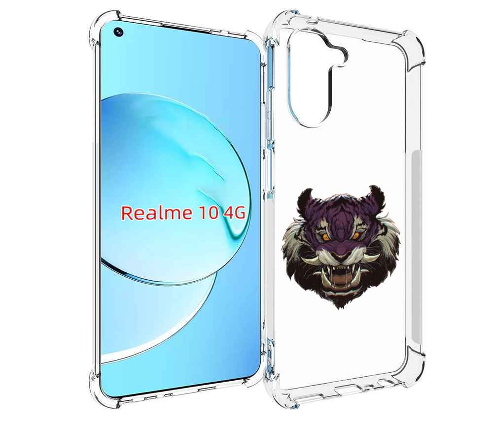 

Чехол MyPads Страшный-тигр для Realme 10, Прозрачный, Tocco