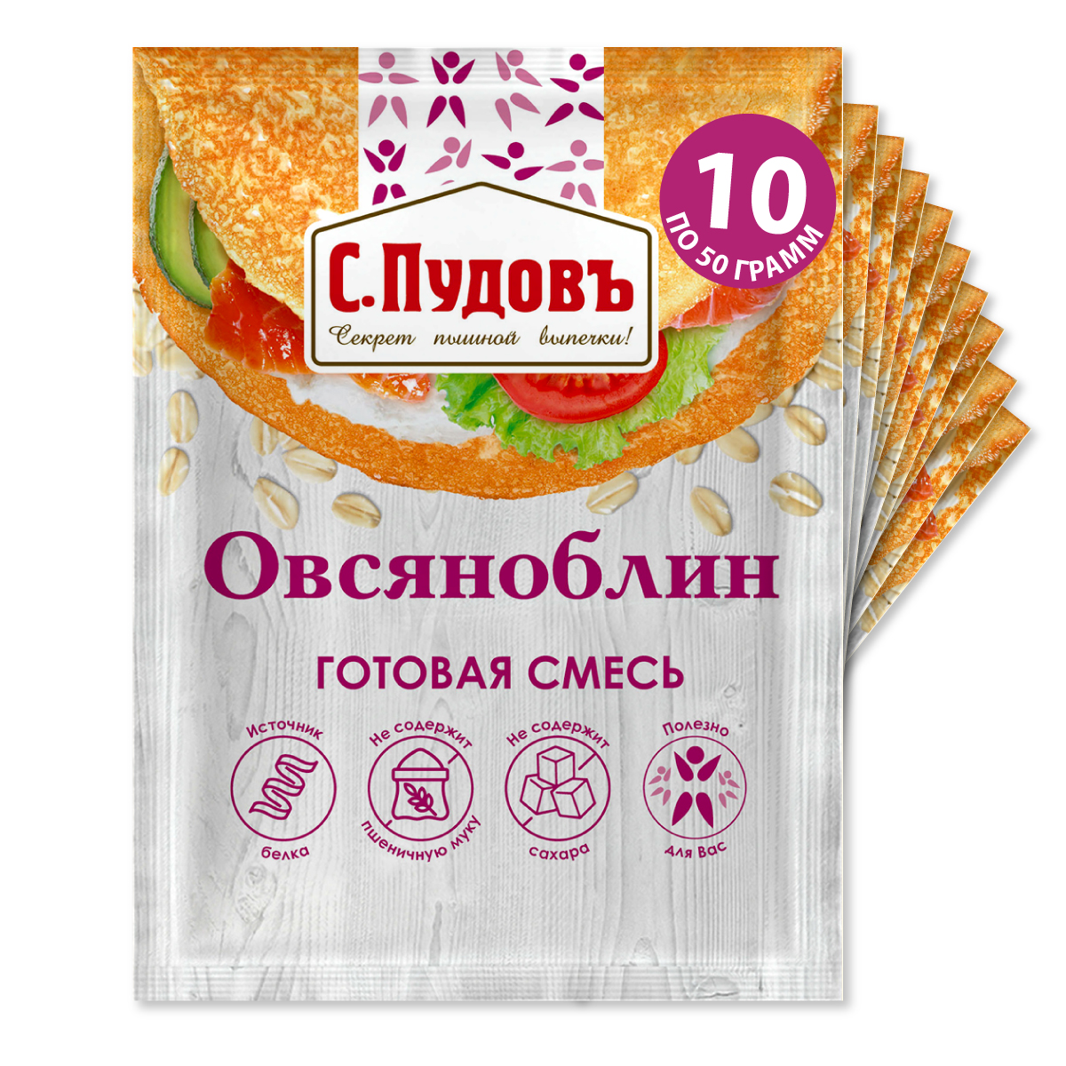 

Смесь для выпечки С.Пудовъ Овсяноблин, 50 г x 10 шт
