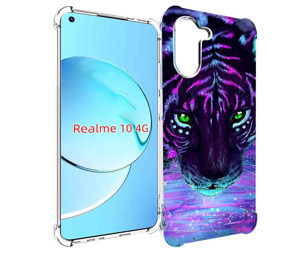 

Чехол MyPads Тигр-неон для Realme 10, Прозрачный, Tocco
