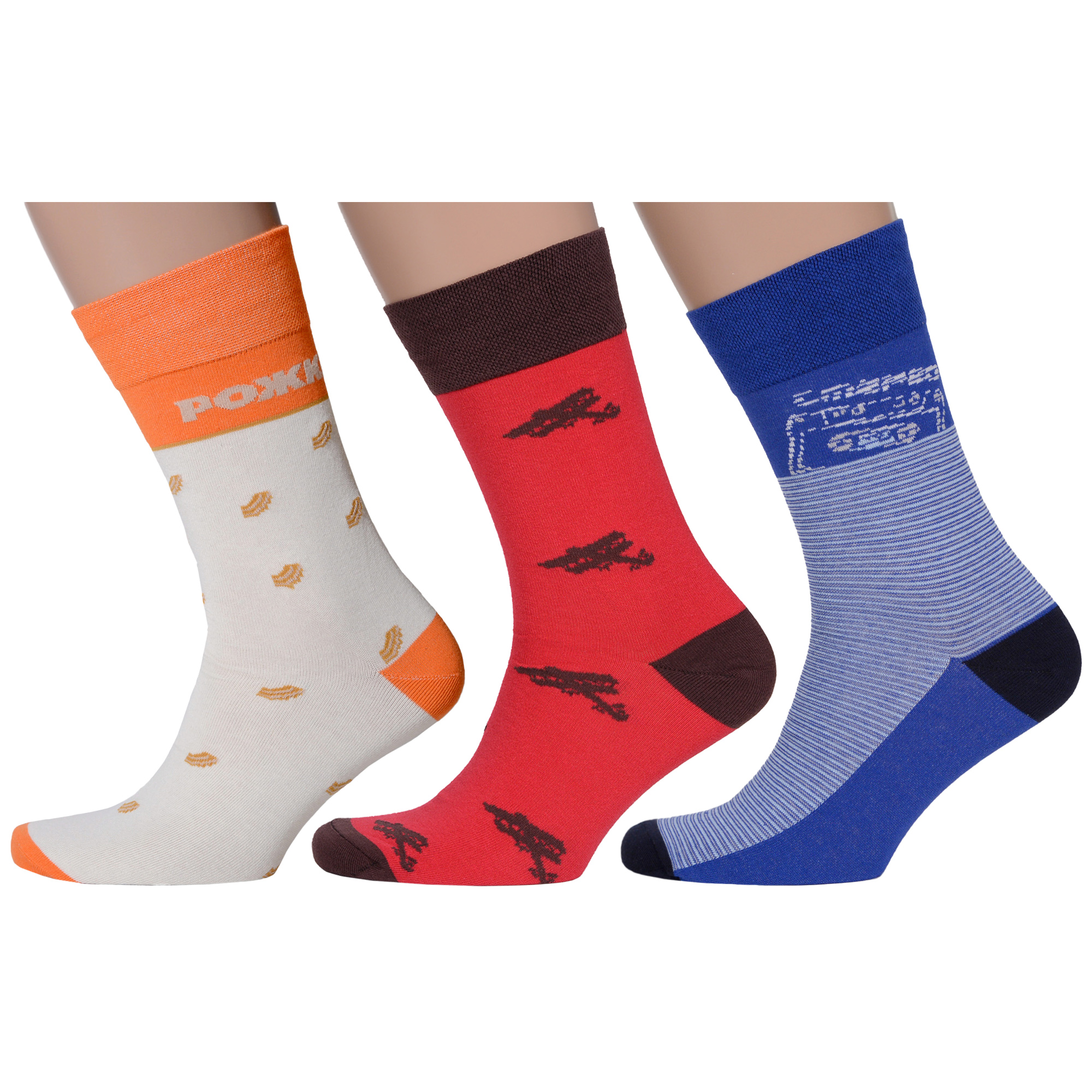 

Комплект носков мужских MoscowSocksClub msk3-М22 разноцветных 25, Бежевый;красный;синий, msk3-М22