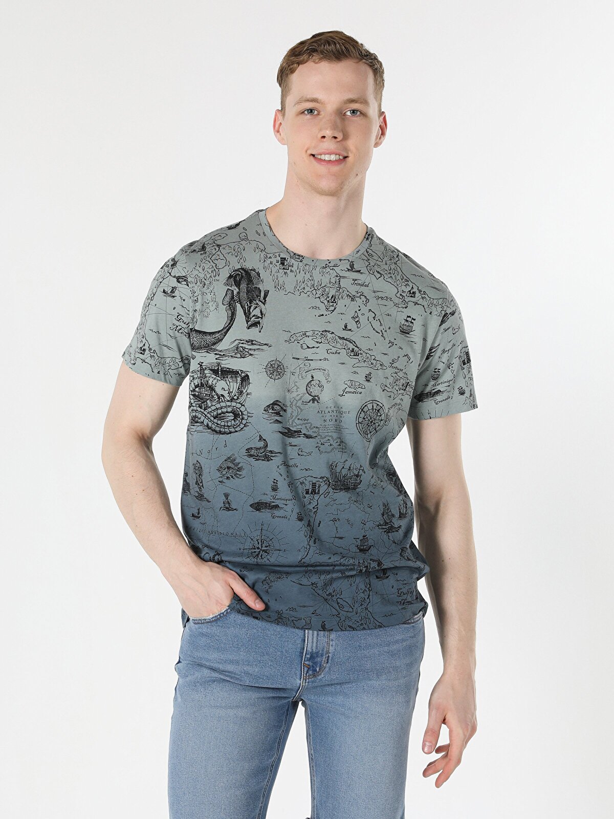 

Футболка мужская Colins CL1054897_Q1.V1 голубая S, Зеленый, CL1054897_Q1.V1