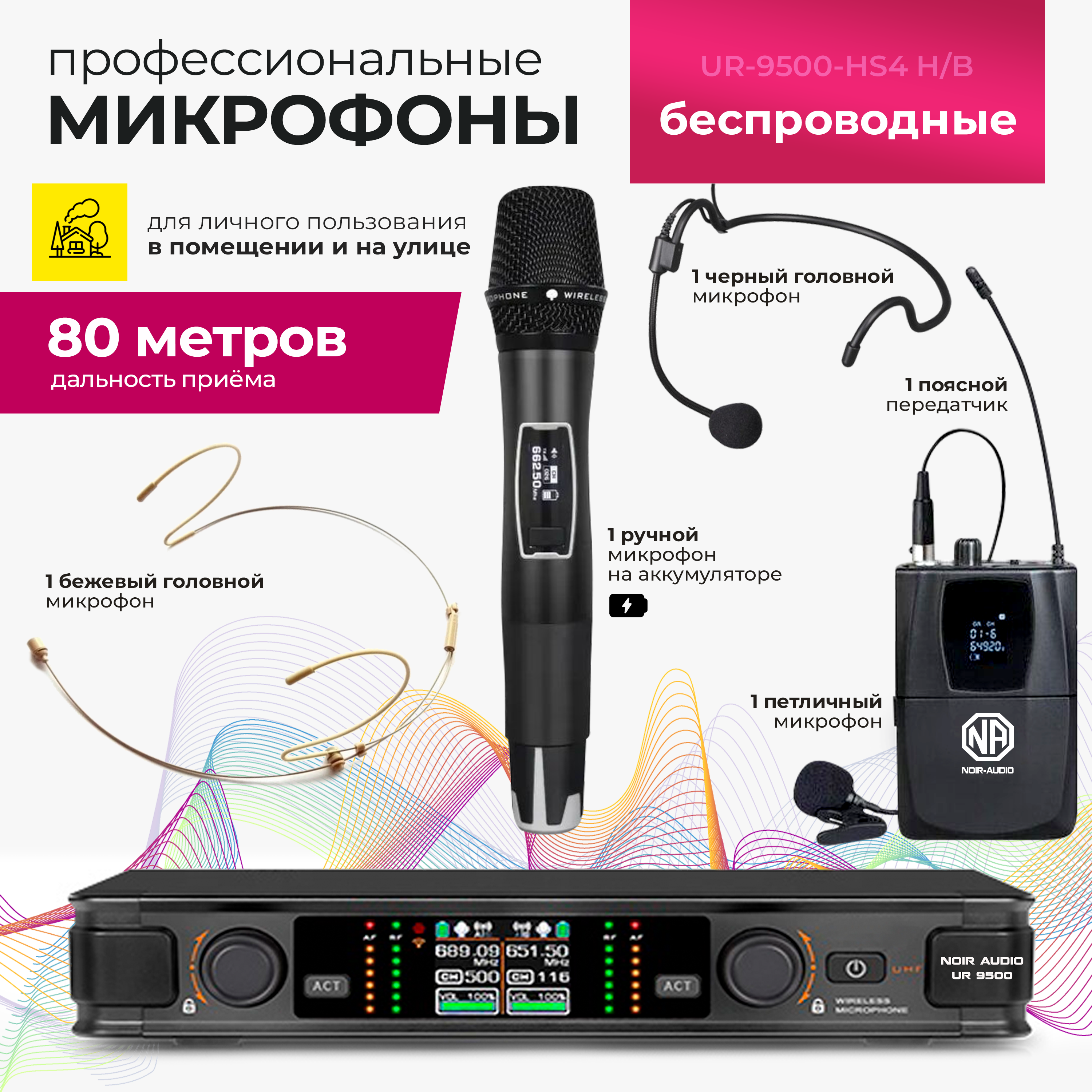 

Радиосистема NOIR-audio UR-9500-HS4 Handheld/Bodypack, UR-9500-HS4 Handheld/Bodypack