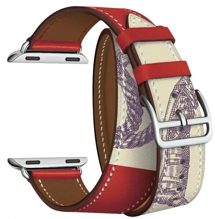 фото Ремешок lyambda для apple watch 42/44mm meridiana red/beige rope