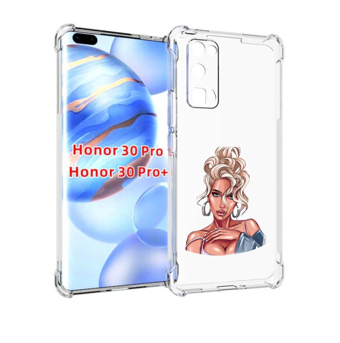 

Чехол бампер MyPads красивая-блондинка женский для Honor, Прозрачный, Tocco