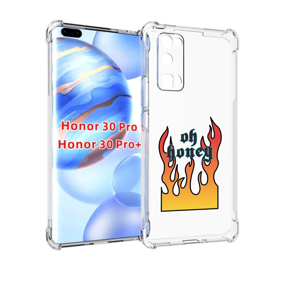 

Чехол бампер MyPads красивое-пламя для Honor 30 Pro, Прозрачный, Tocco