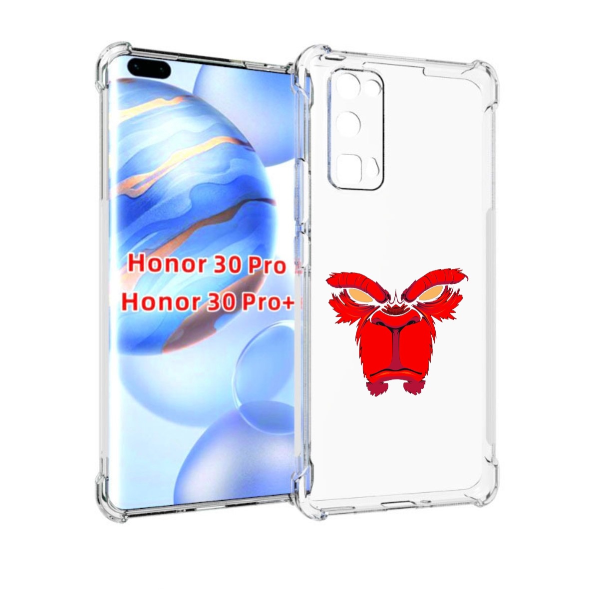 

Чехол бампер MyPads красная обезьяна в темноте для Honor, Прозрачный, Tocco