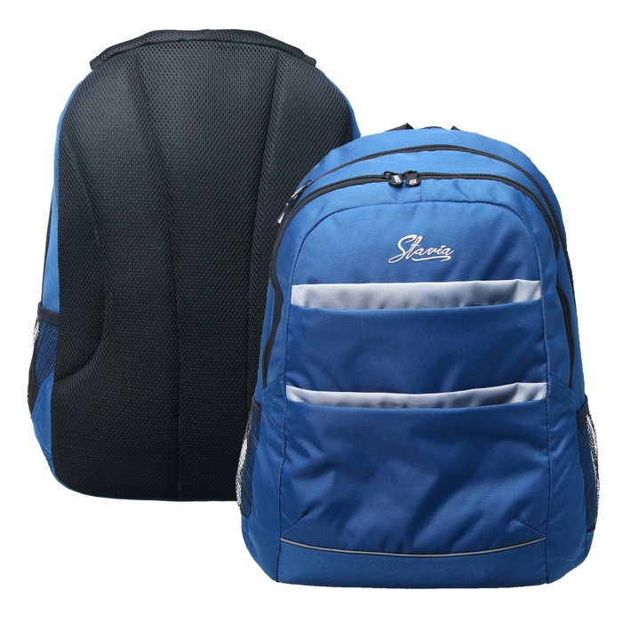 Рюкзак молодёжный Stavia, 46 х 33 х 16 см, эргономичная спинка, с вышивкой, синий, светло-