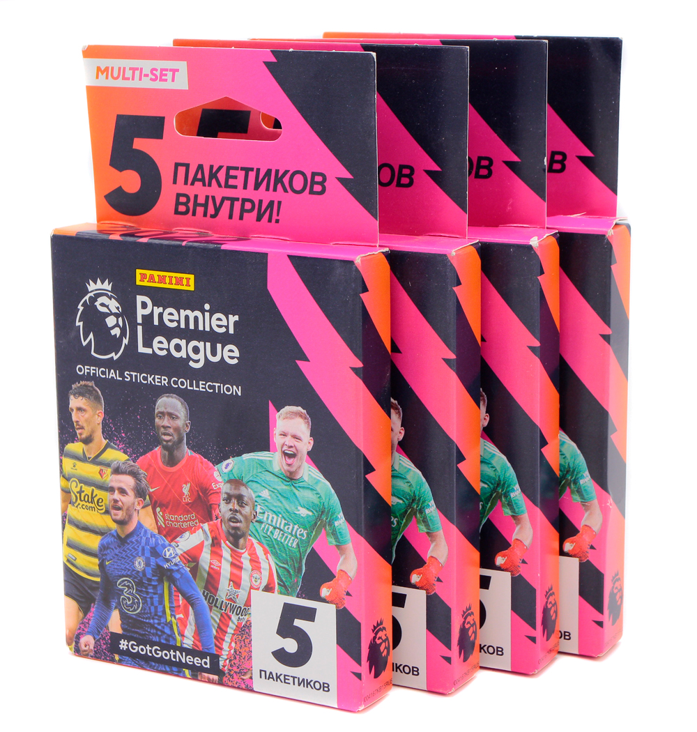 4 блистера наклеек Panini "Premier League 2021-2022" (100 наклеек)