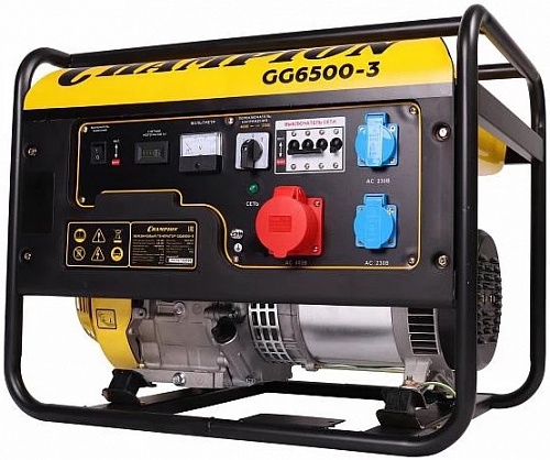 Бензиновый генератор CHAMPION GG6500-3 бензиновый измельчитель шредер champion sc6448