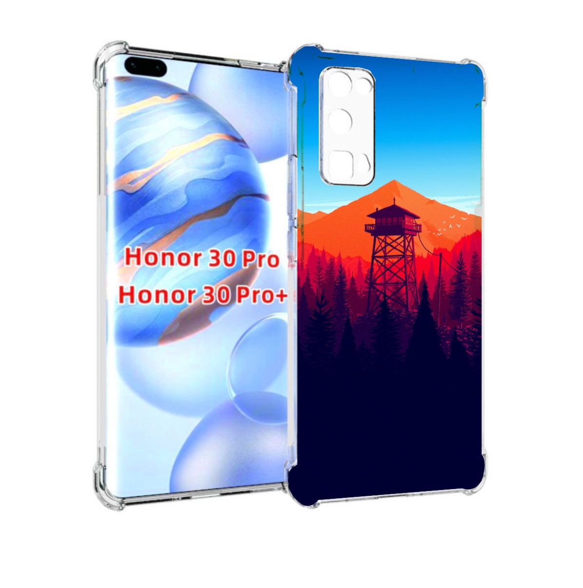 

Чехол бампер MyPads лес с оранжевыми горами для Honor 30, Прозрачный, Tocco