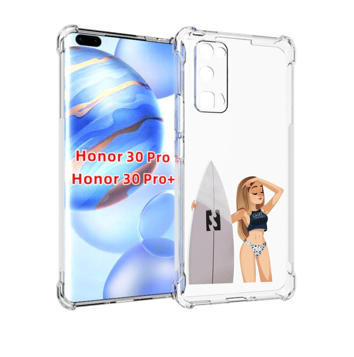 

Чехол бампер MyPads летний-серф для Honor 30 Pro, Прозрачный, Tocco