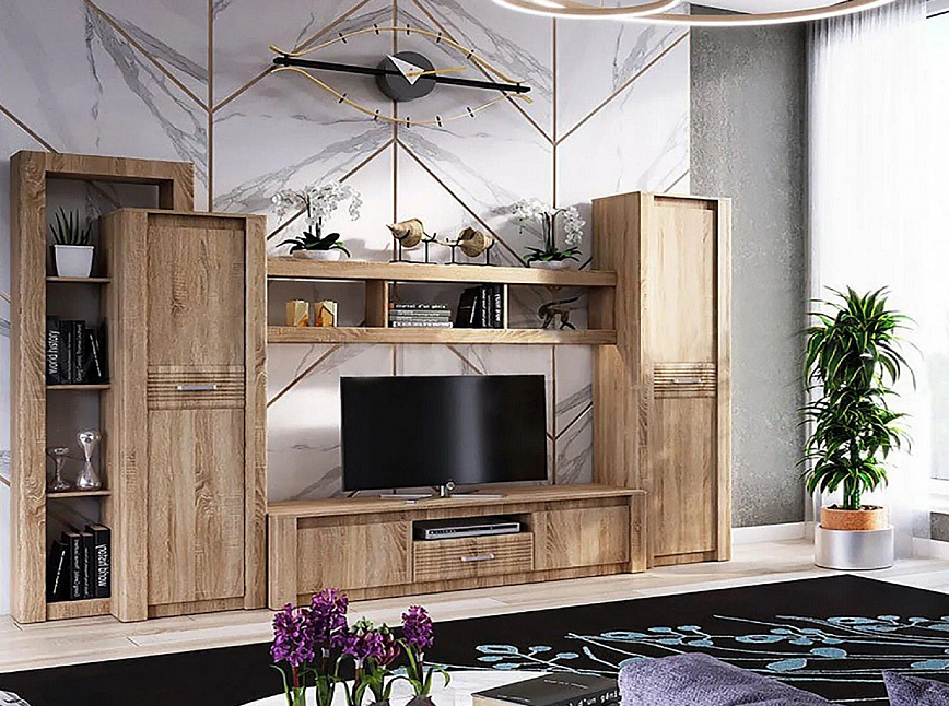 

Гостиная Терра вариант №1 (Дуб Сонома / Бетон темный)