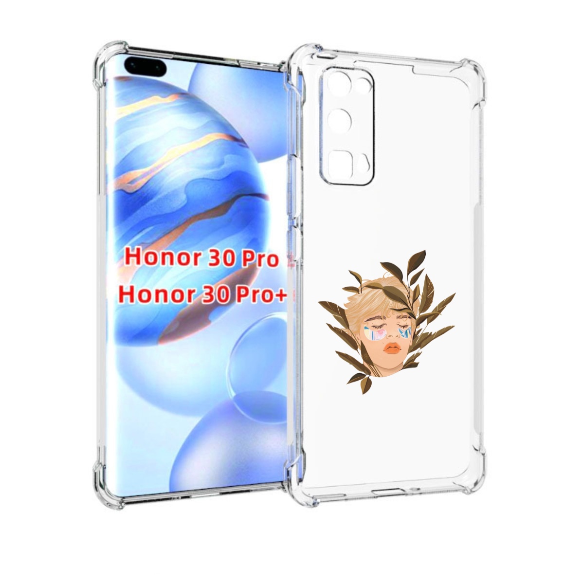 

Чехол бампер MyPads лицо-с-патчами для Honor 30 Pro, Прозрачный, Tocco