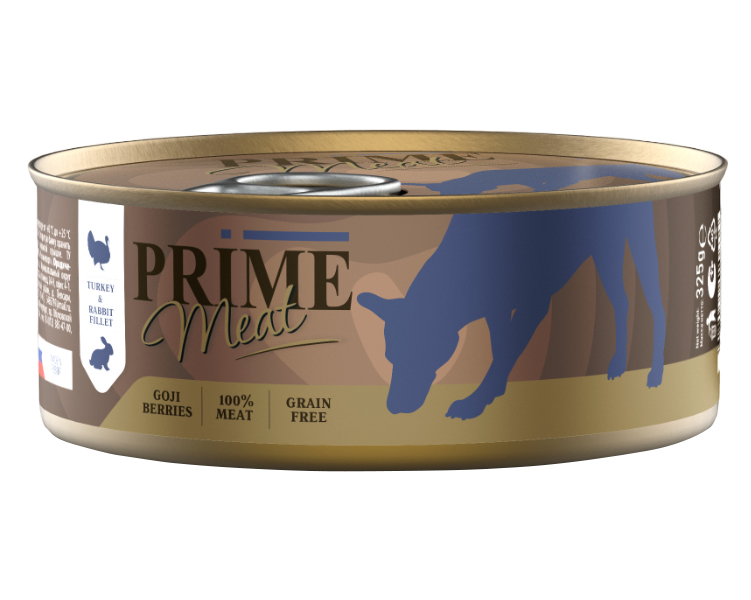 

Prime Индейка с кроликом, филе в желе, для собак, 325 гр