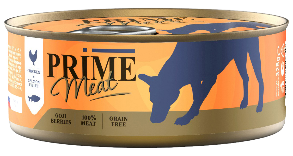 

Prime Курица с лососем, филе в желе, для собак , 325 гр