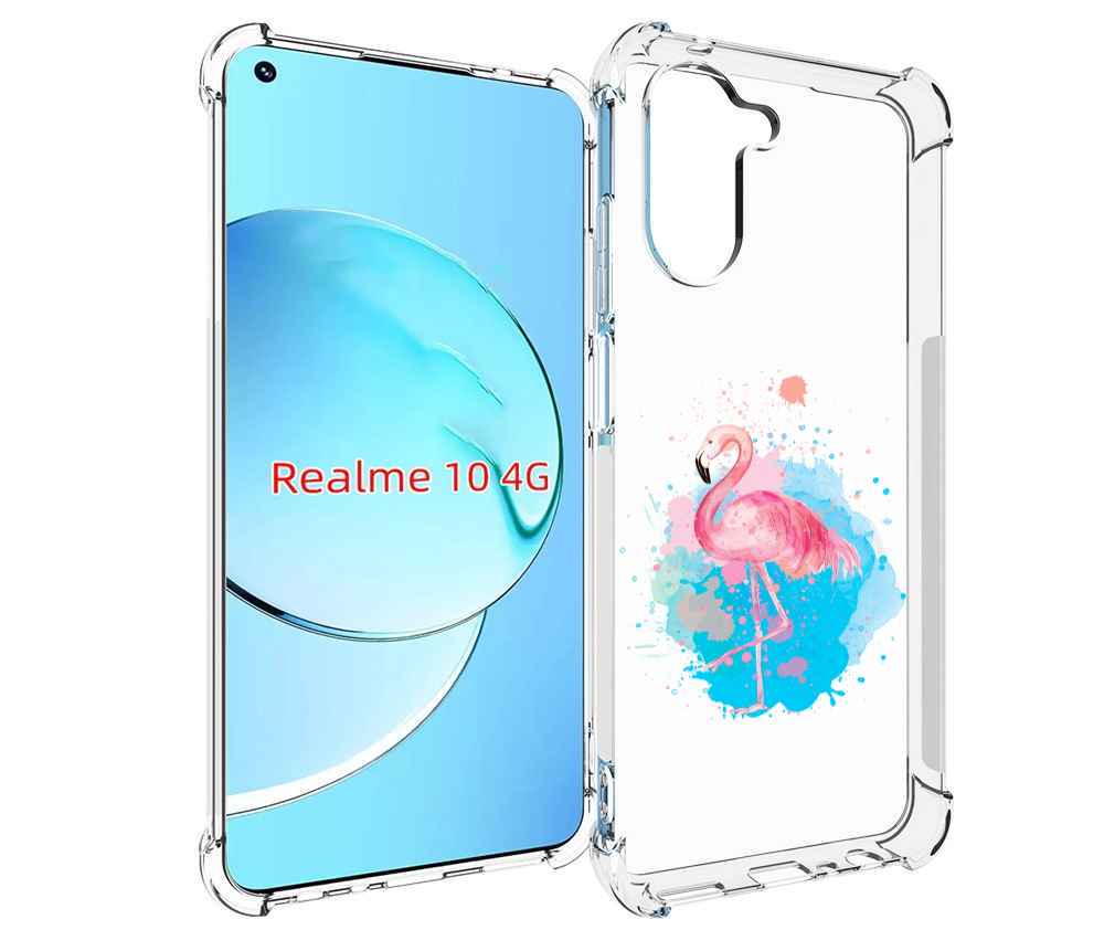 

Чехол MyPads акварельное-фламинго для Realme 10, Прозрачный, Tocco