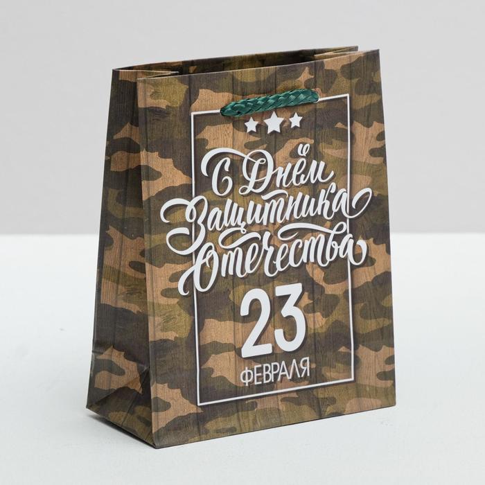 

Пакет Дарите Счастье, С Днём Защитника Отечества, 23 февраля, 12х15х5, Разноцветный