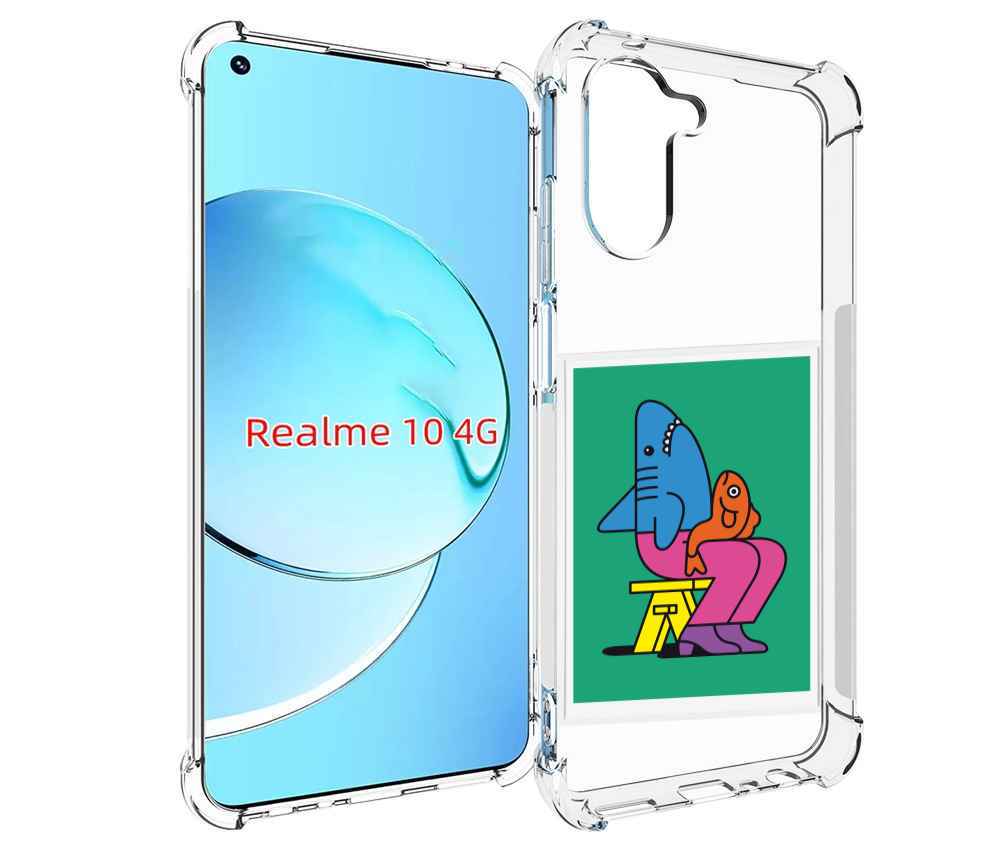 

Чехол MyPads акула синяя в штанах для Realme 10, Прозрачный, Tocco