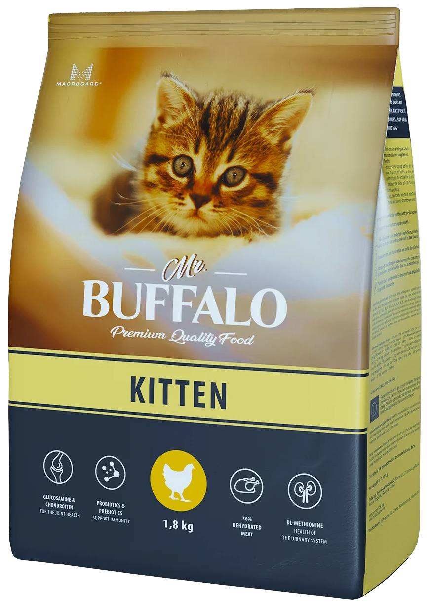 фото Сухой корм для котят mr.buffalo kitten, с курицей, 1.8 кг nobrand