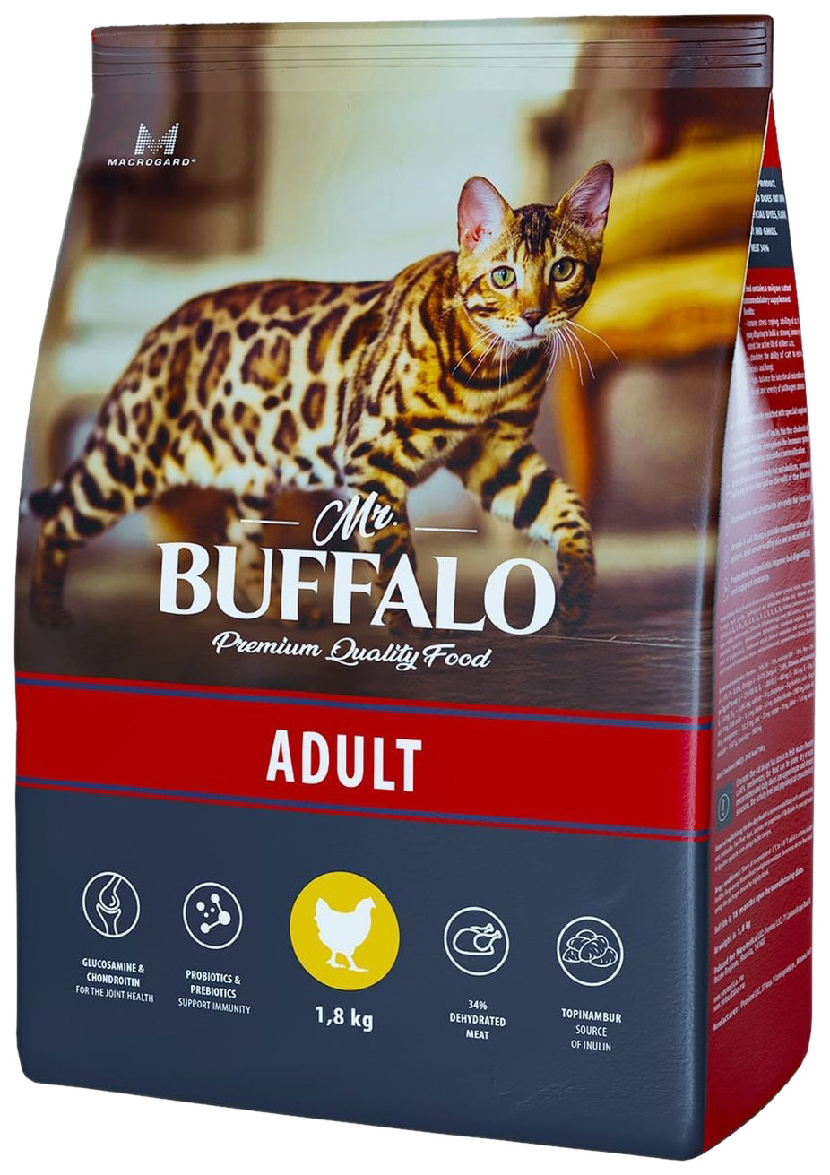 фото Сухой корм для кошек mr.buffalo adult, с курицей, 1.8 кг nobrand