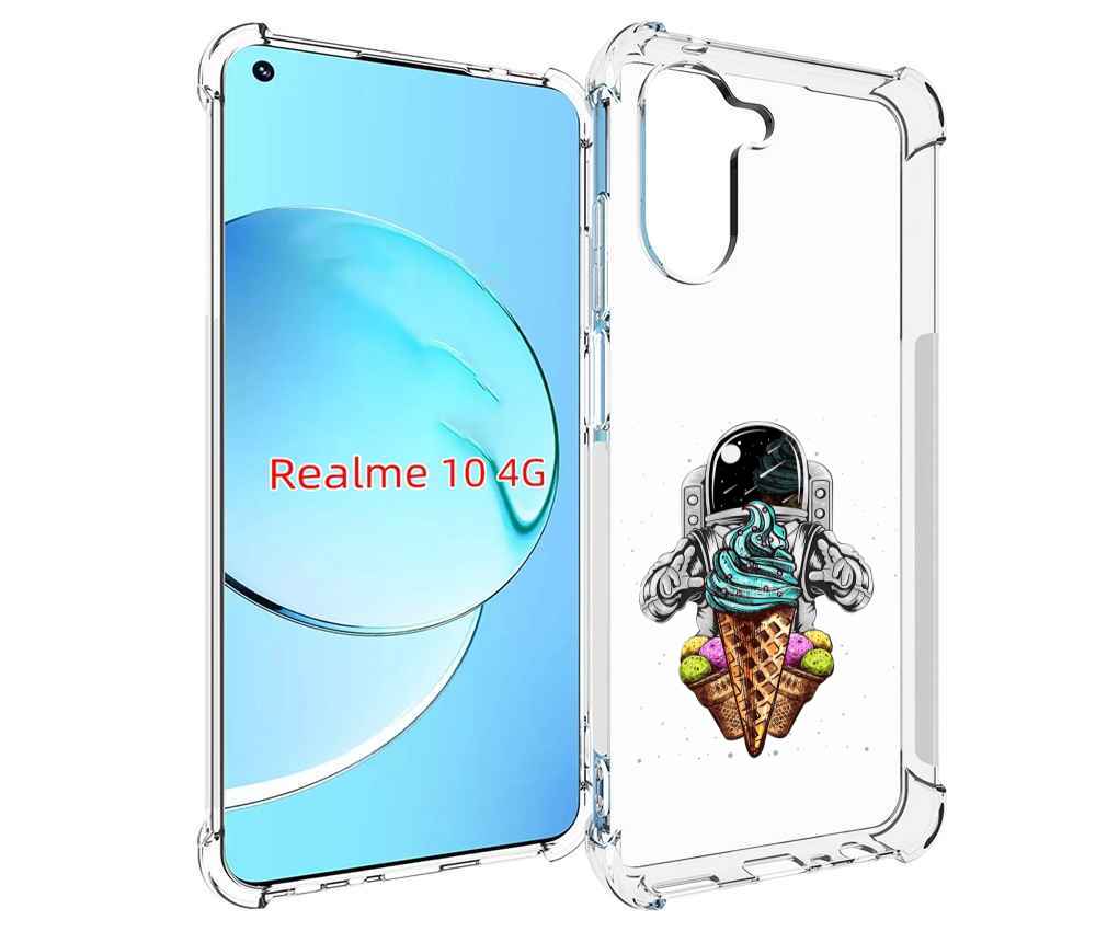 

Чехол MyPads астронавт-любит-мороженное для Realme 10, Прозрачный, Tocco