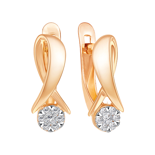 

Серьги из красного золота ЯХОНТ Золотой 2710670, фианит, 2710670