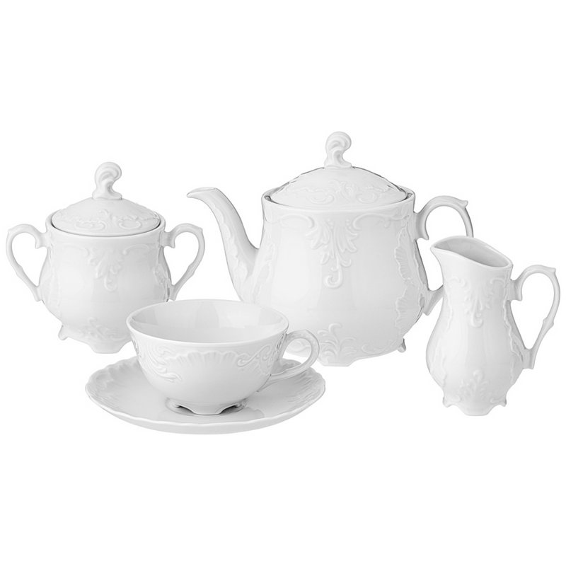 

Чайный сервиз с чайником, "Rococo" Cmielow, на 6 персон, 676-116, Белый