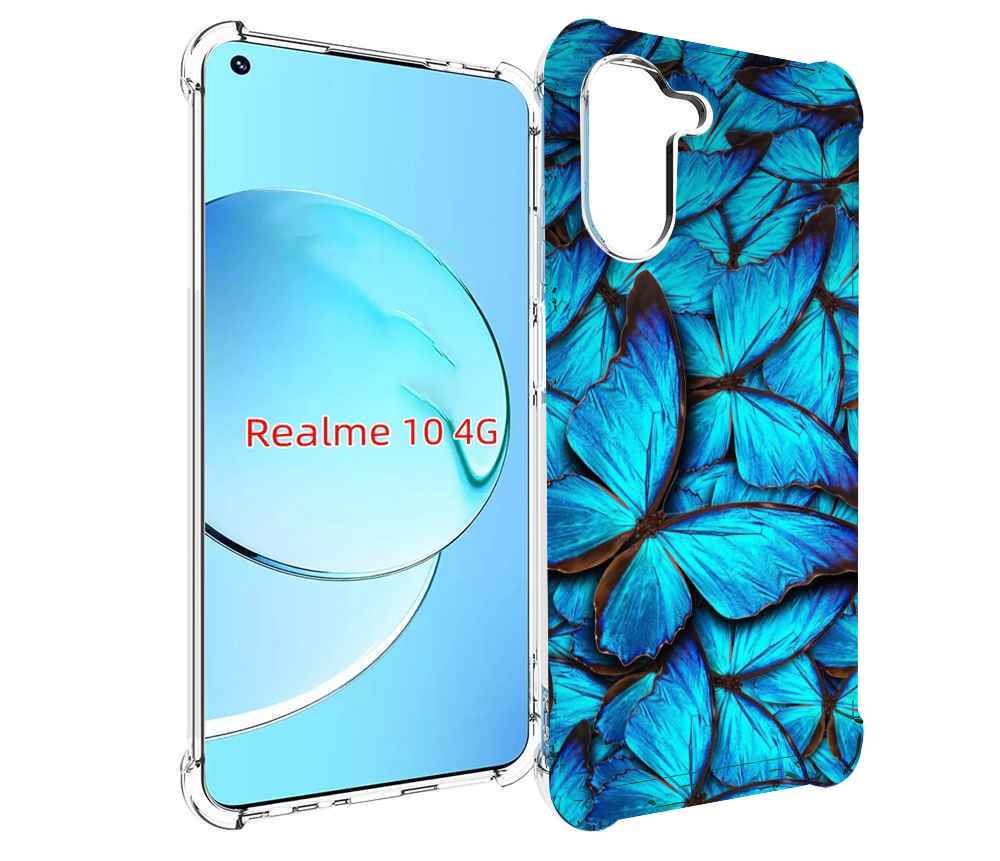 

Чехол MyPads бирюзовые бабочки для Realme 10, Прозрачный, Tocco