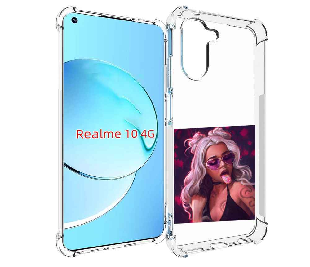 

Чехол MyPads блестящий-язык женский для Realme 10, Прозрачный, Tocco