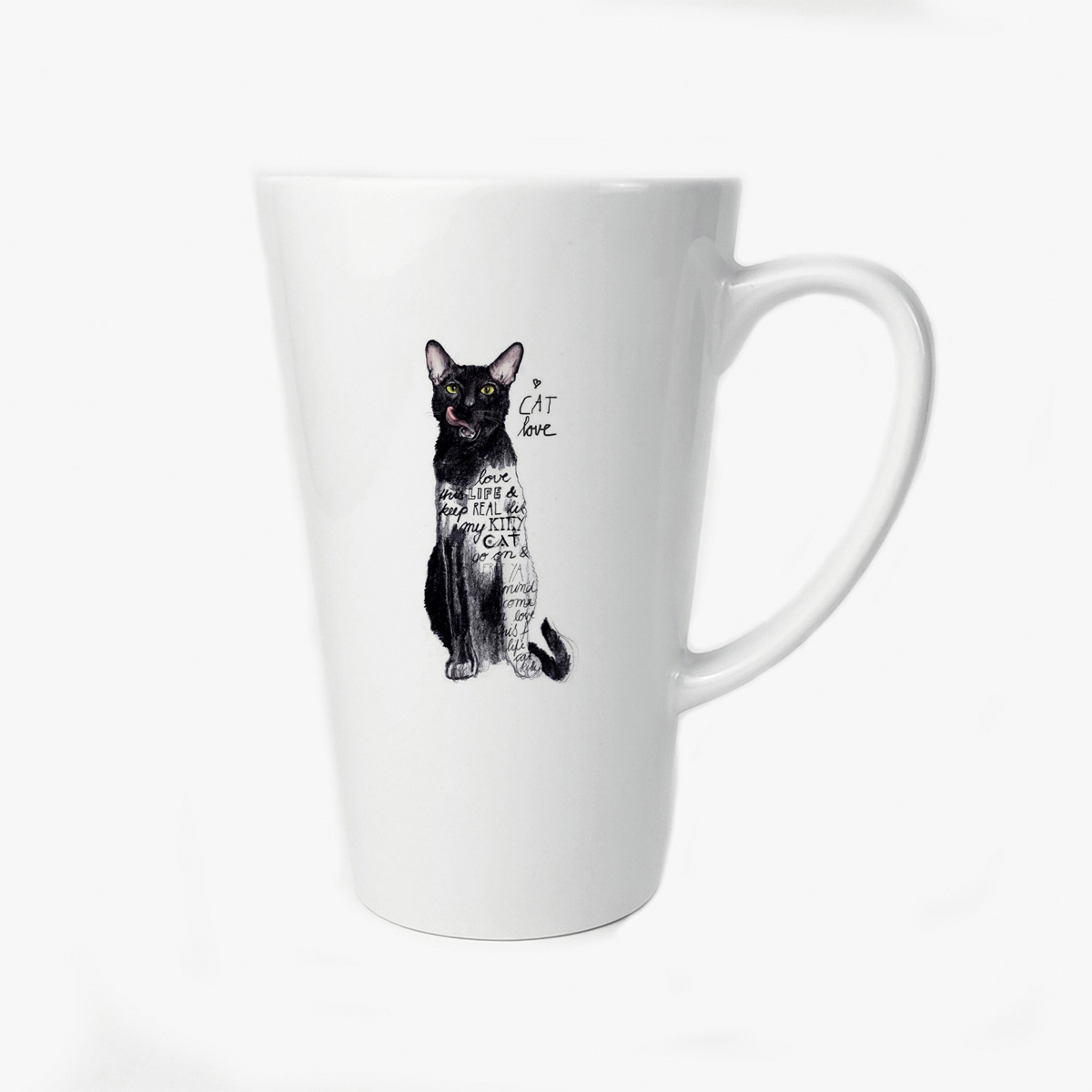 

Большая конусная кружка CoolPodarok Модный принт Cat love